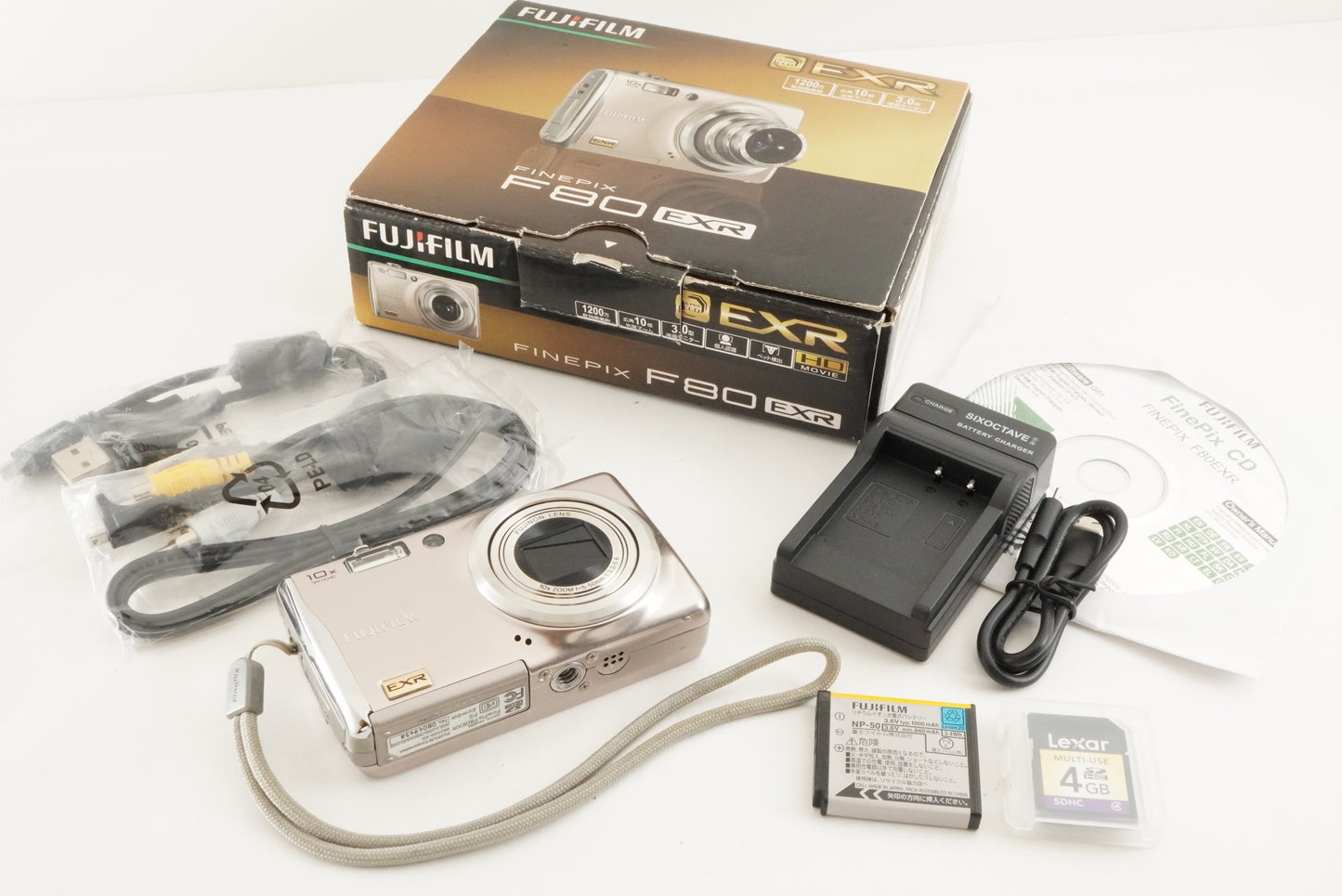 FUJIFILM FINEPIX F80 EXR Silver In Box With 4GB SDHC Card from Japan #1769