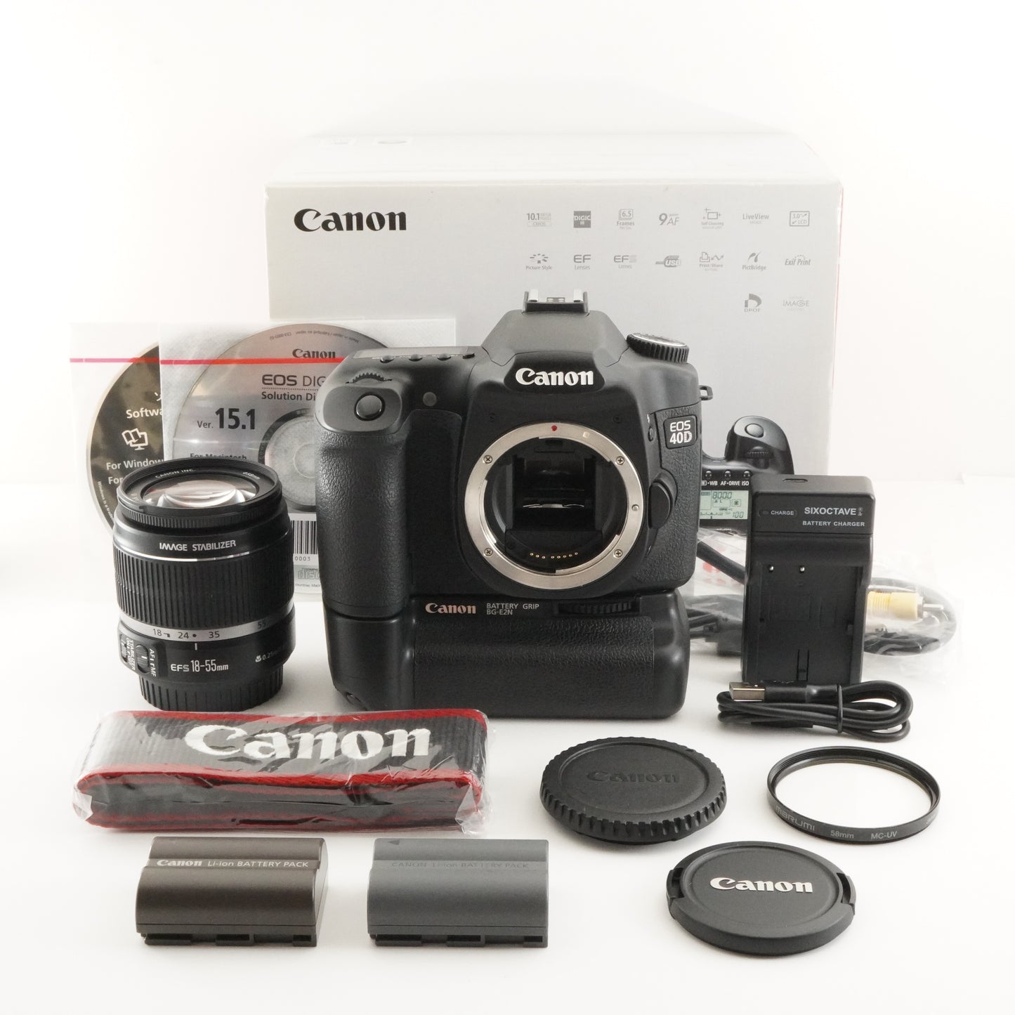 [1,231 Shots] Canon EOS 40D In Box + BG-E2N + EF-S 18-55mm IS from Japan #6211
