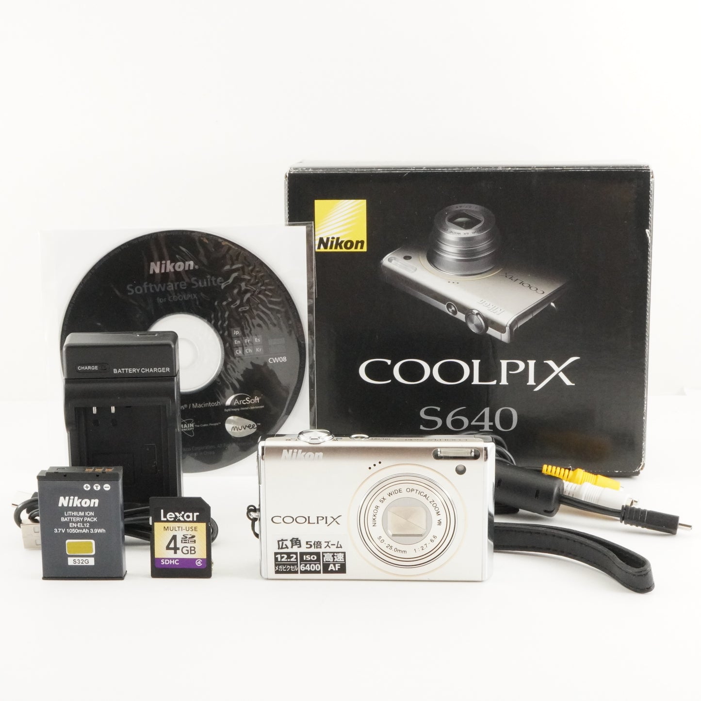 Nikon COOLPIX S640 Silver In Box + 4GB SDHC Card Digital Camera from Japan #6228