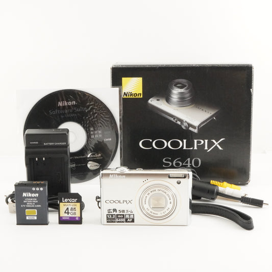 Nikon COOLPIX S640 Silver In Box + 4GB SDHC Card Digital Camera from Japan #6228