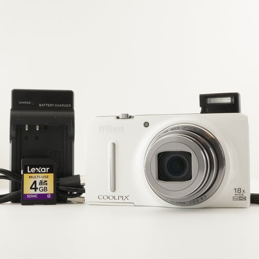 Nikon COOLPIX S9400 White With 4GB SDHC Card Digital Camera from Japan #6157