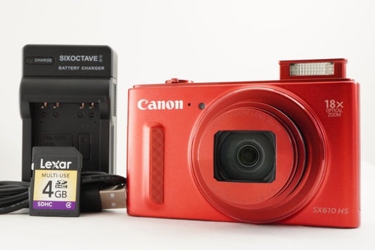 Canon PowerShot SX610 HS Red With 4GB SDHC Card Digital Camera from Japan #1862