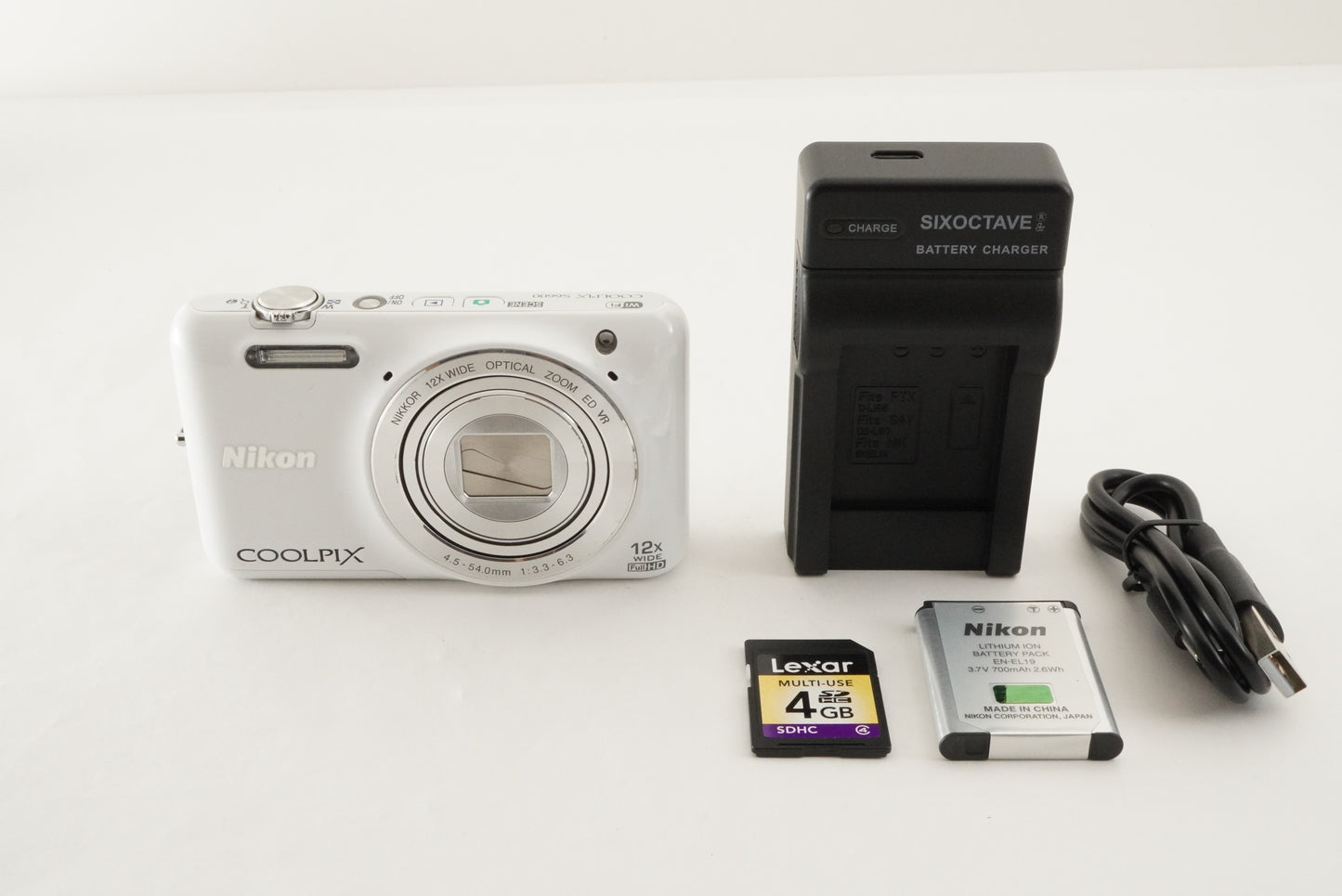 Nikon COOLPIX S6600 White With 4GB SDHC Card Digital Camera from Japan #1847