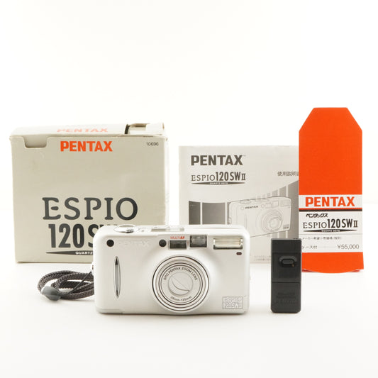 PENTAX ESPIO 120SW II Silver In Box Point & Shoot Film Camera from Japan #6464