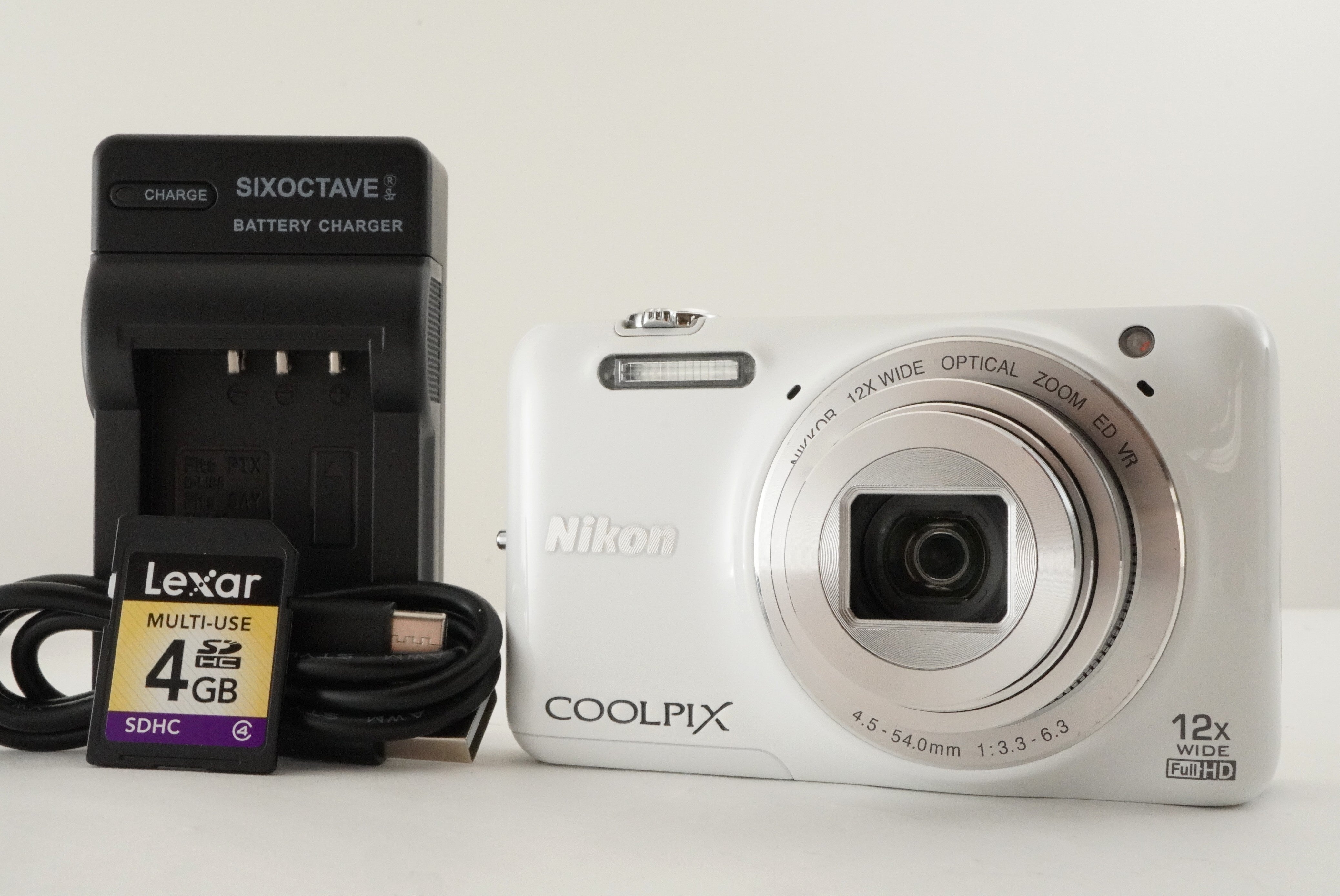 Nikon COOLPIX S6600 White With 4GB SDHC Card Digital Camera
