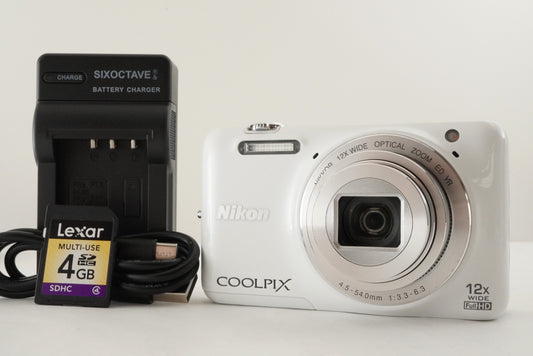 Nikon COOLPIX S6600 White With 4GB SDHC Card Digital Camera from Japan #1847