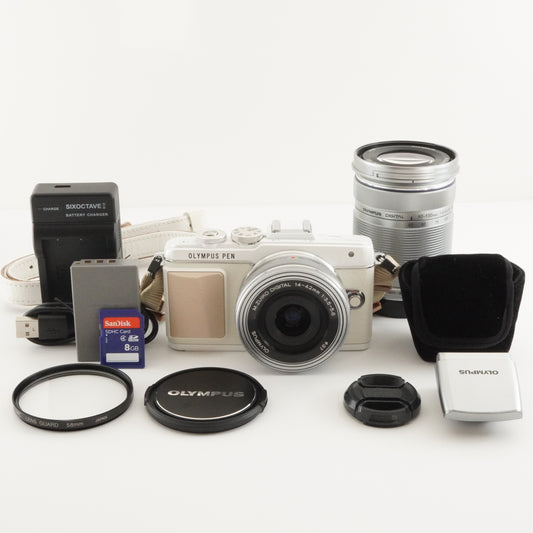 [S/C 1,870] OLYMPUS PEN Lite E-PL7 + 14-42mm + 40-150mm +8GB SD from Japan #2914