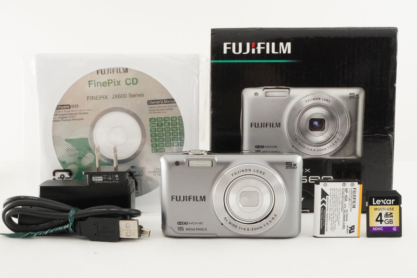 FUJIFILM FINEPIX JX680 Silver In Box With 4GB SDHC Card from Japan #1950