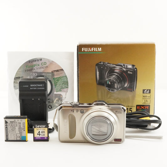 FUJIFILM FinePix F550 EXR Gold In Box With 4GB SDHC Card from Japan #6492