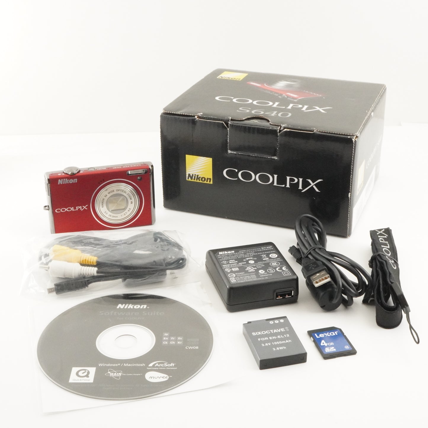 Nikon COOLPIX S640 Red In Box With 4GB SDHC Card from Japan #6816
