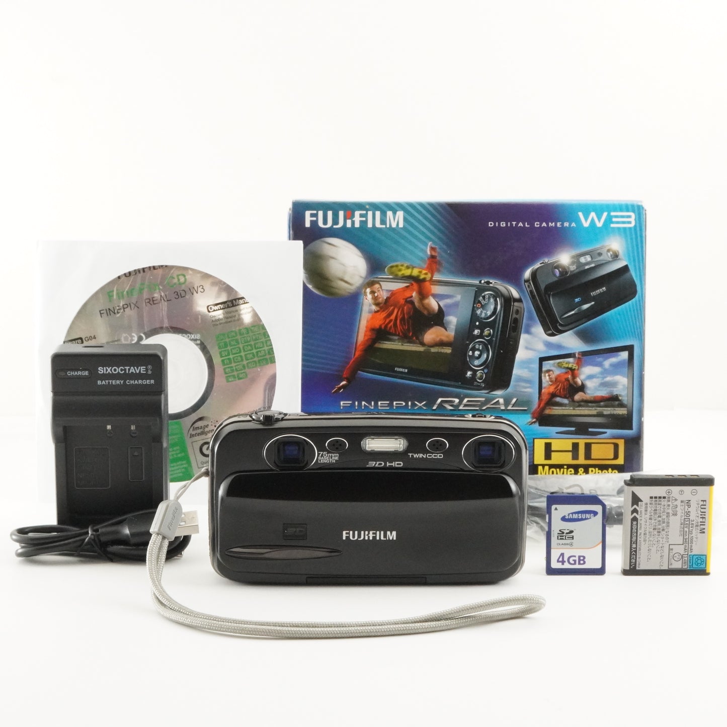 FUJIFILM FinePix REAL 3D W3 In Box With 4GB SDHC Card from Japan #6491