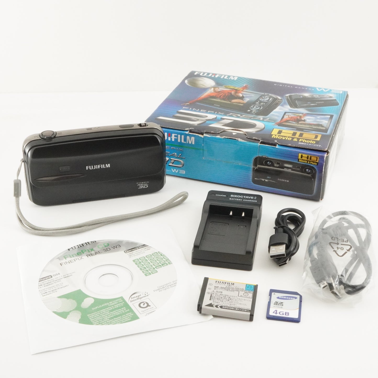 FUJIFILM FinePix REAL 3D W3 In Box With 4GB SDHC Card from Japan #6491