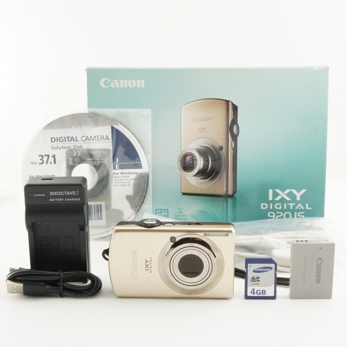 Canon IXY DIGITAL 920 IS In Box With 4GB SDHC Card from Japan #6516