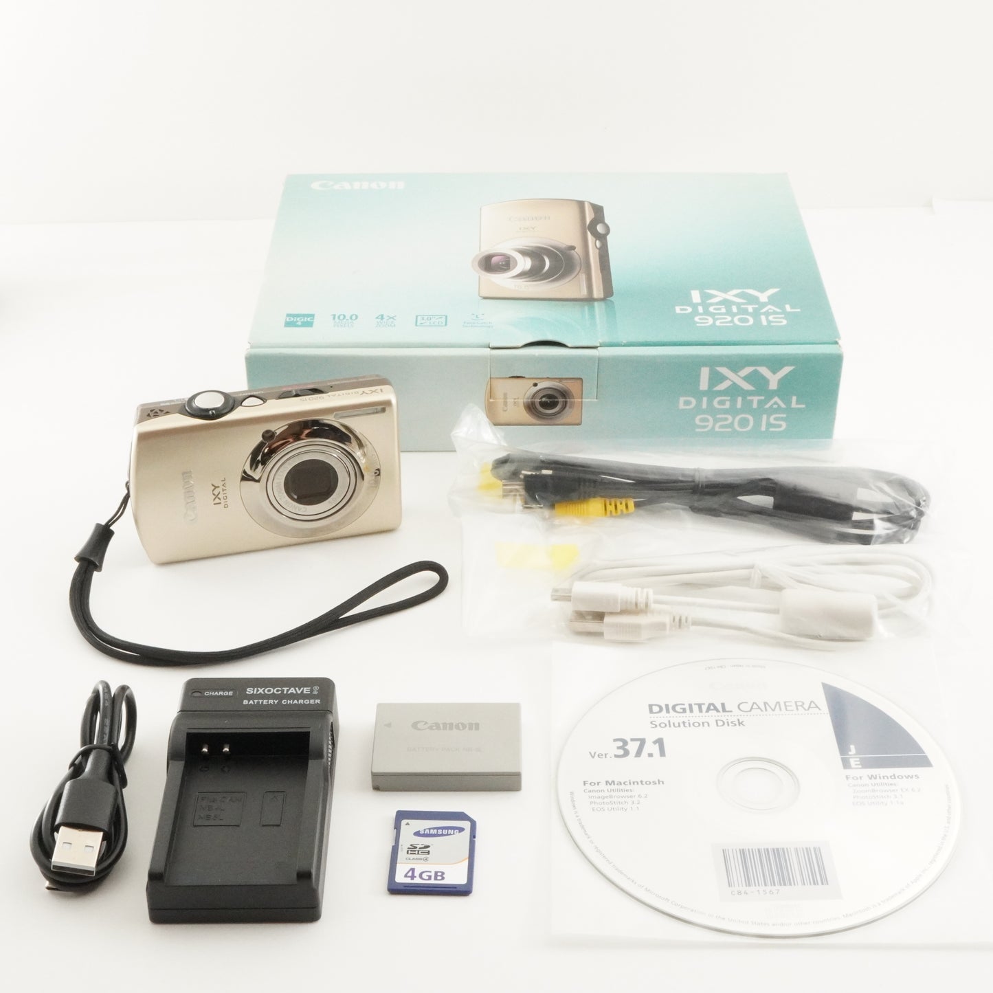 Canon IXY DIGITAL 920 IS In Box With 4GB SDHC Card from Japan #6516