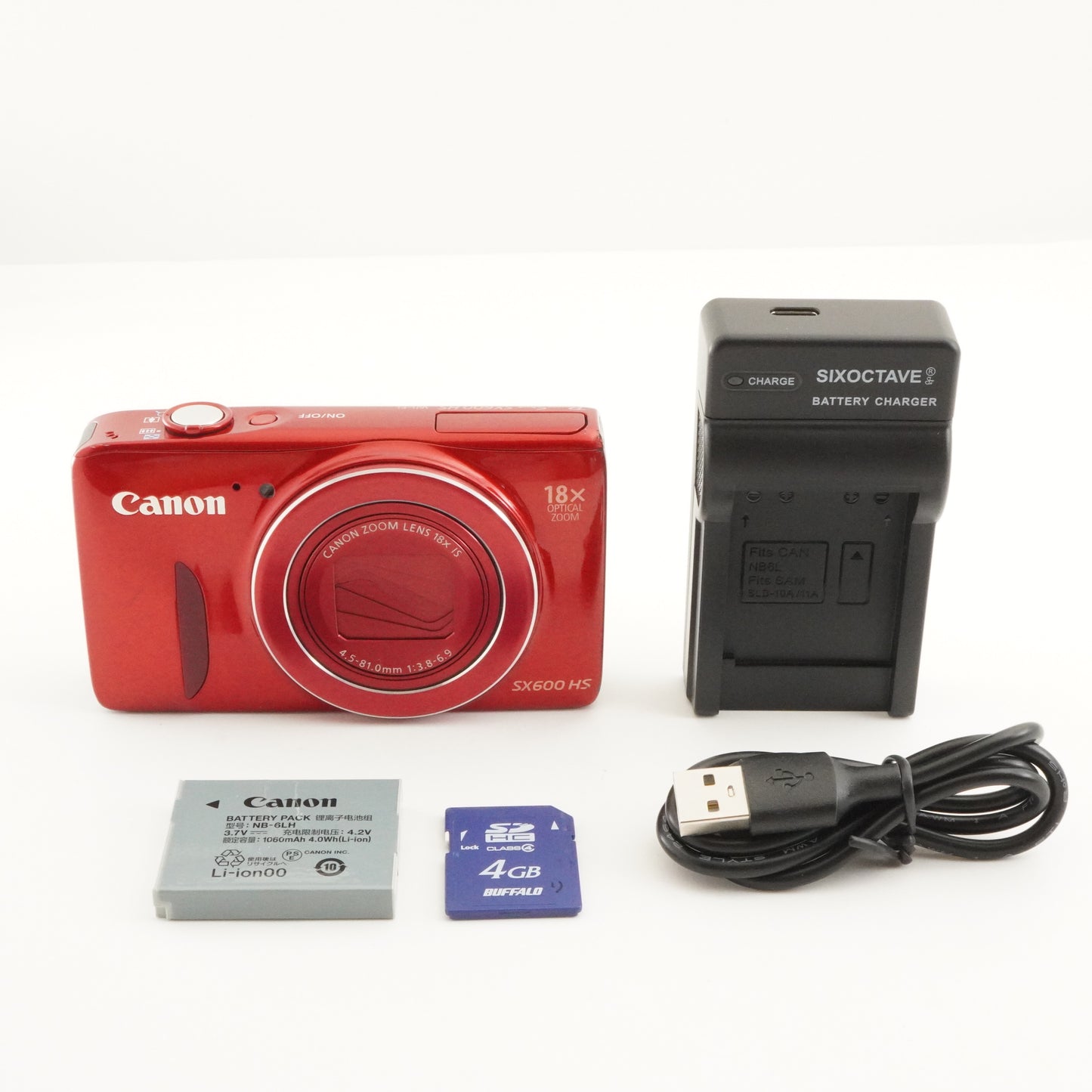 Canon PowerShot SX600 HS Red With 4GB SDHC Card Digital Camera from Japan #6936