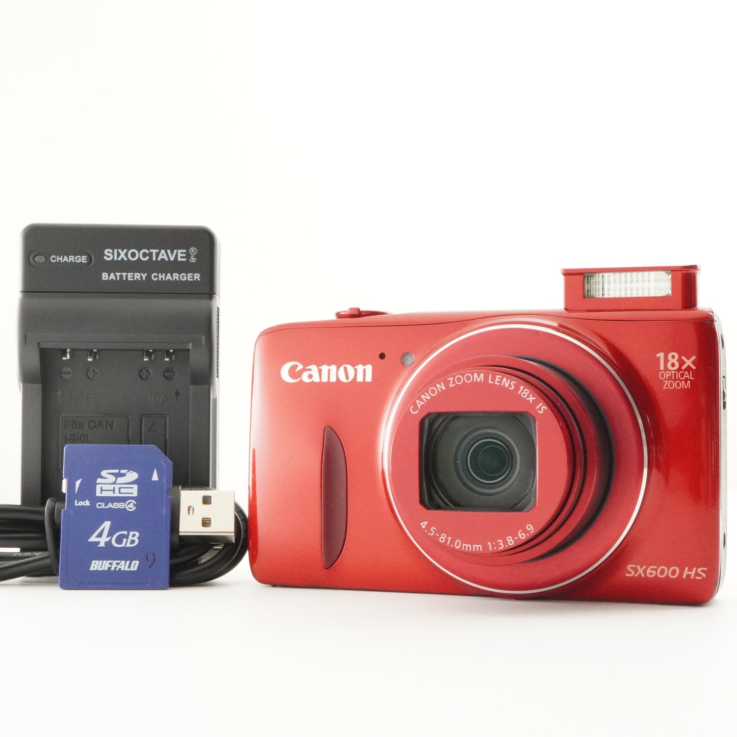 Canon PowerShot SX600 HS Red With 4GB SDHC Card Digital Camera from Japan #6936