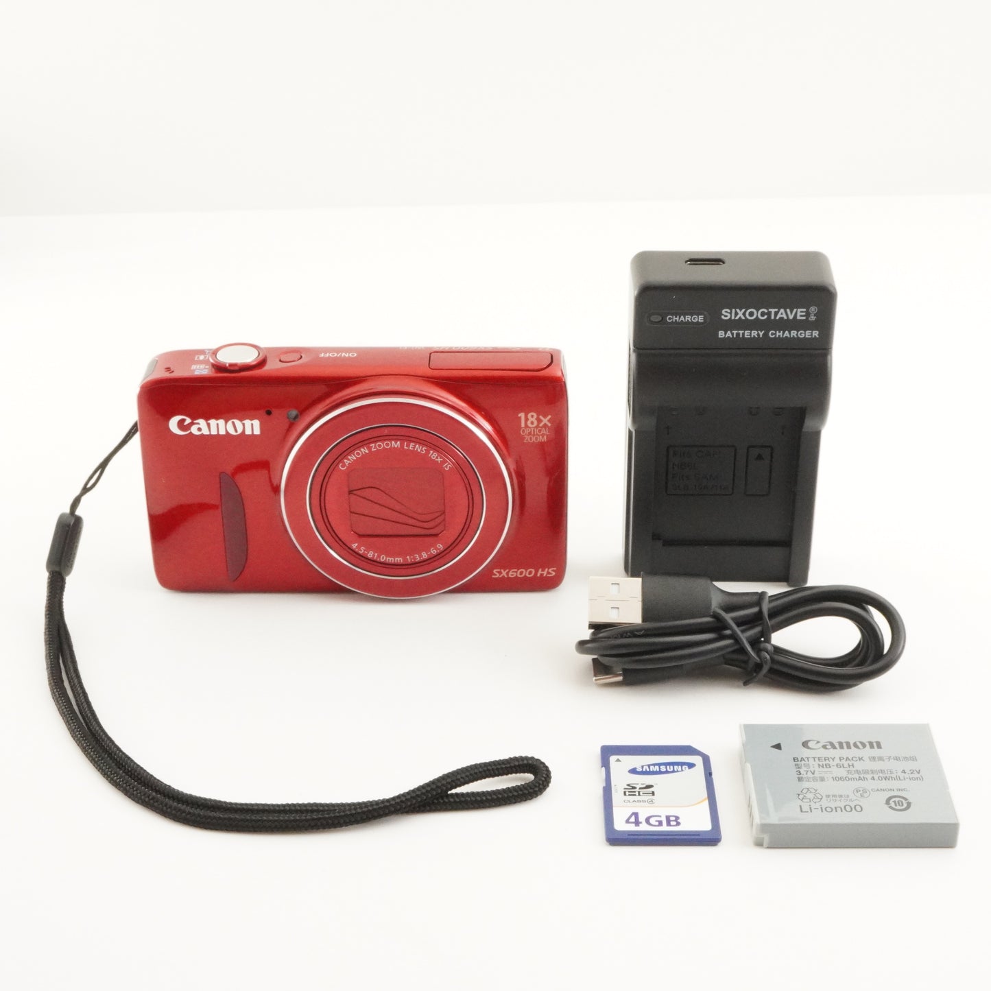 Canon PowerShot SX600 HS Red With 4GB SDHC Card Digital Camera from Japan #6952