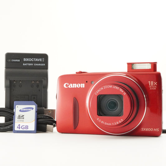 Canon PowerShot SX600 HS Red With 4GB SDHC Card Digital Camera from Japan #6952