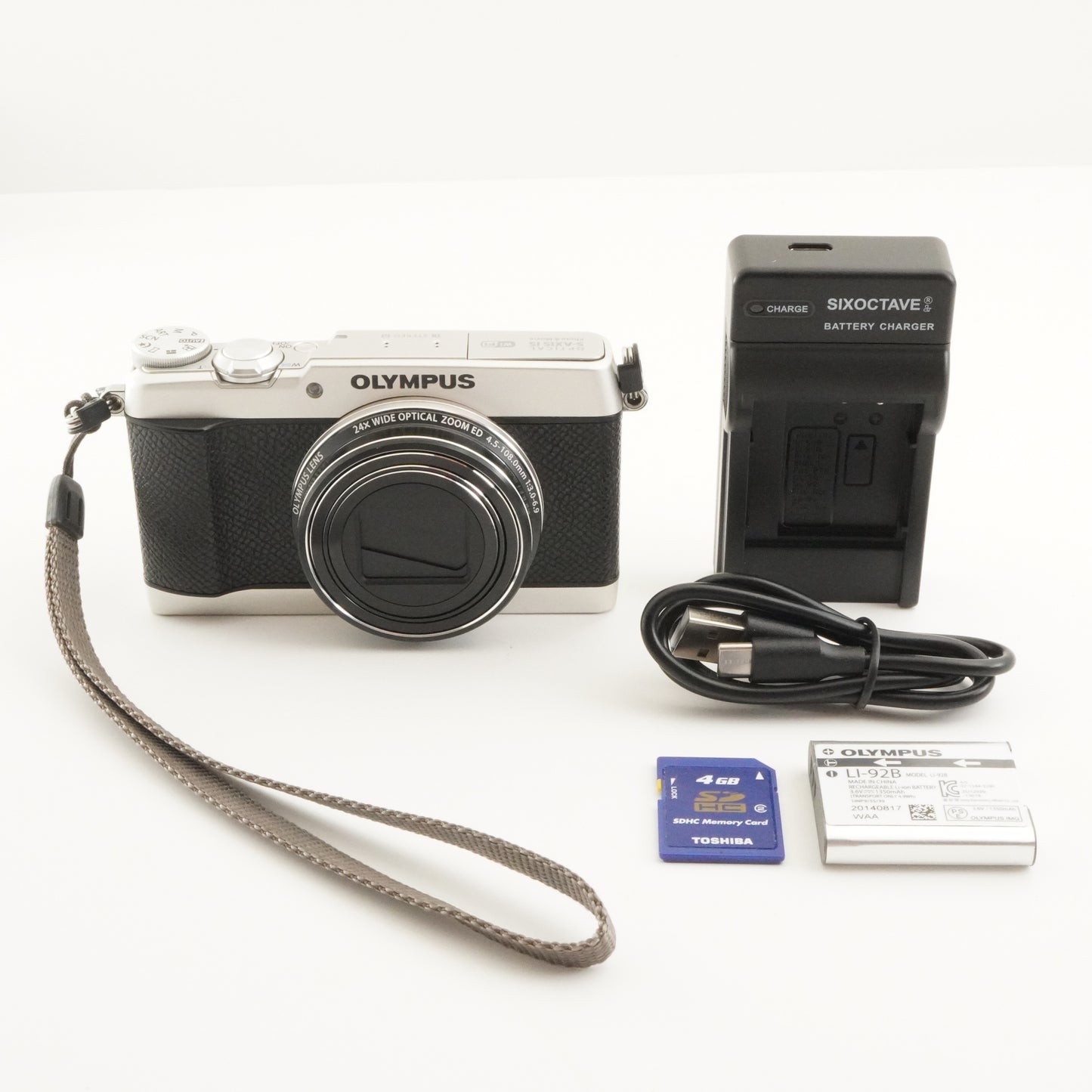 OLYMPUS STYLUS SH-2 Silver With 4GB SDHC Card Digital Camera from Japan #6884