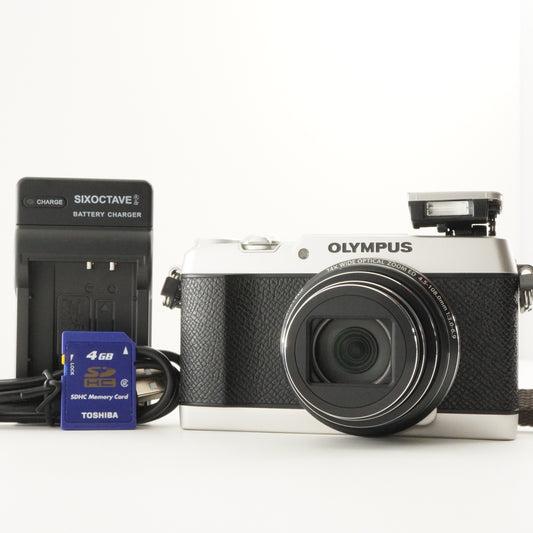 OLYMPUS STYLUS SH-2 Silver With 4GB SDHC Card Digital Camera from Japan #6884