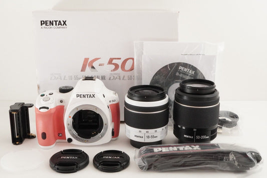 PENTAX K-50 + PENTAX-DAL SMC 18-55mm F3.5-5.6 + 50-200mm In Box from Japan #8095