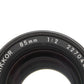 NIKON NIKKOR AI 85mm F2 MF Portrait Lens Photo tested from Japan #4930