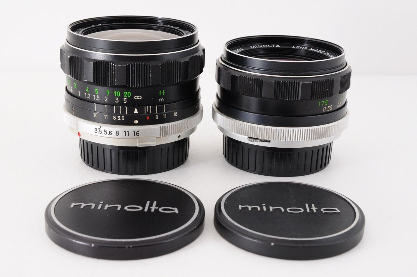 MINOLTA MC ROKKOR-PF 55mm F1.7 + MC W.ROKKOR-SG 28mm F3.5 Lens from Japan #6623