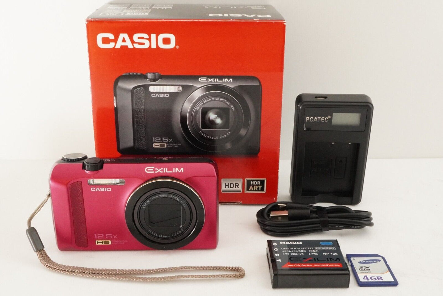 Casio EXILIM EX-ZR200 Red In Box With 4GB SDHC Card Digital Camera from Japan #7565